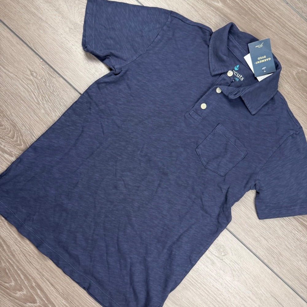 Crewcuts Boys Polo Shirt Garment Dyed Slub Cotton Pocket Blue Size L New